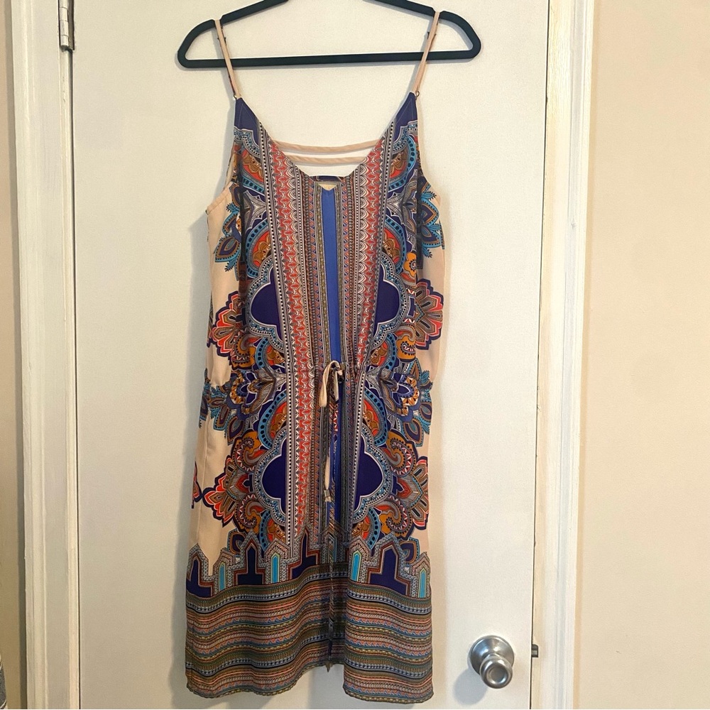Multicolor Bohemian Print Spaghetti Strap Dress
